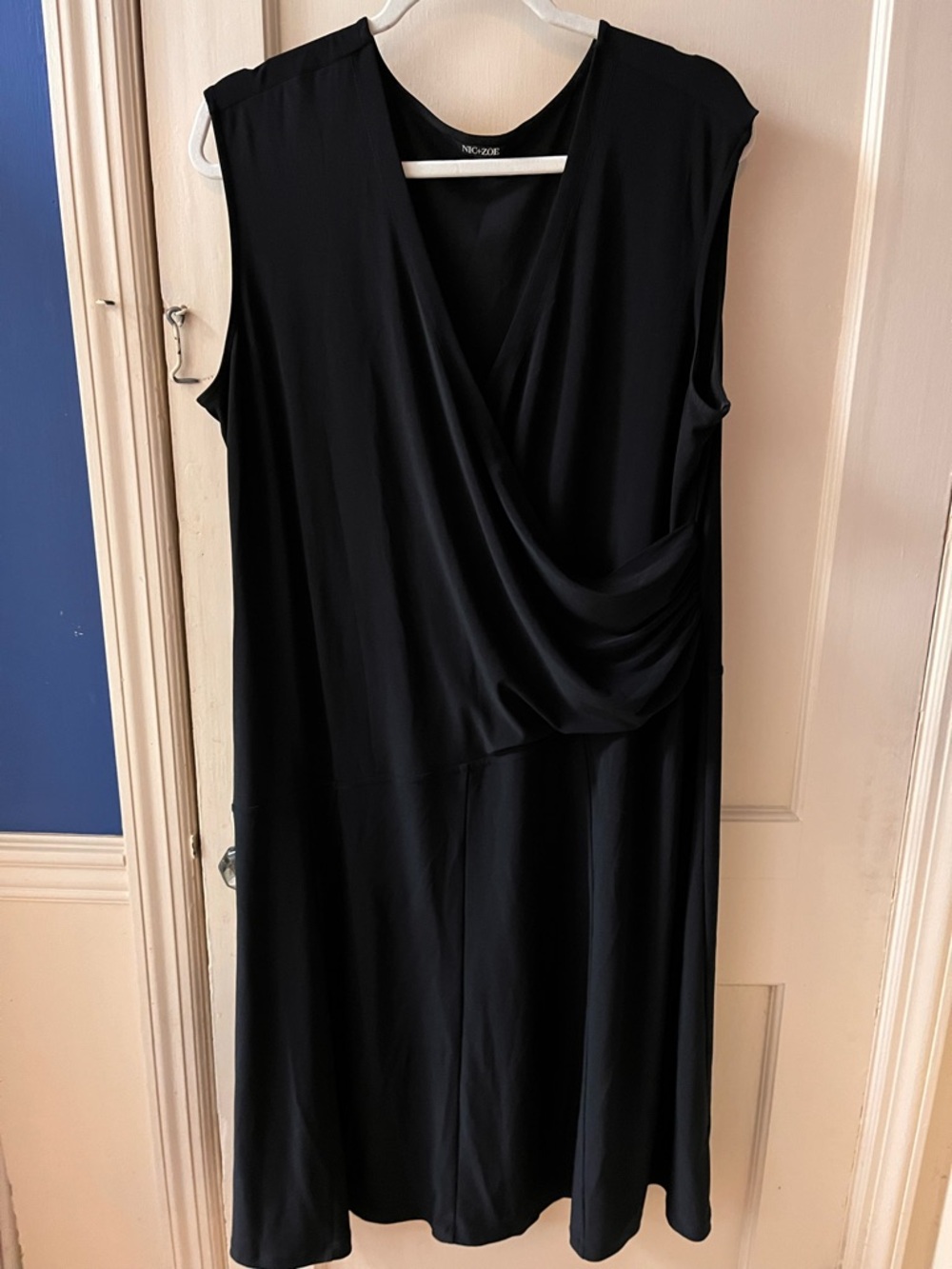 Nic & Zoe Black Sleeveless Draped Midi Dress